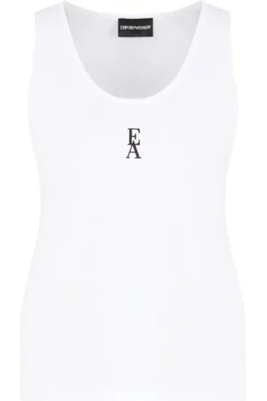Emporio Armani Top, Dame, Hvid, S, Bomuld, Hvid Bomuld Stretch Logo Top