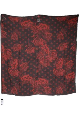 Dolce & Gabbana Tilbehør, Dame, Rød, ONE SIZE, Uld, Blomstret Uld Wrap Sjal Tørklæde