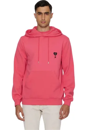 John Richmond Sweathshirts & Hoodies, Herre, Rød, L, Bomuld, Contrast Logo Hoodie Langærmet