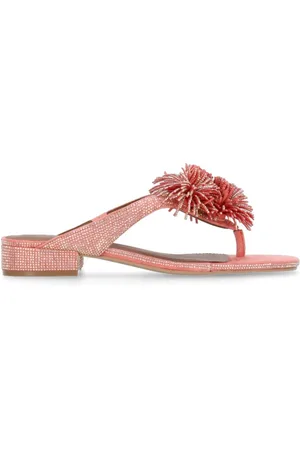 Kurt Geiger Sko, Dame, Lyserød, 36 EU, Læder, Rosa Læder Sandaler med Pom Pom