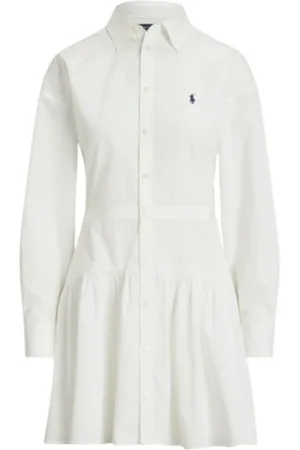 Ralph Lauren Kjole, Dame, Hvid, M, Bomuld, Bomuldspoplin skjortekjole