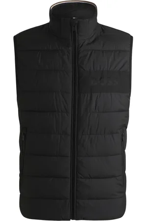 HUGO BOSS Jakke, Herre, Sort, S, Vandafvisende gilet med tonal logo
