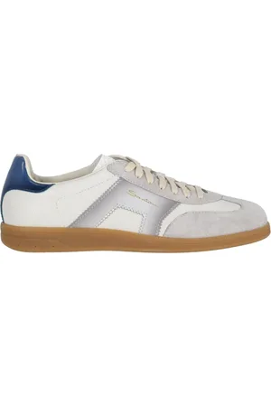 santoni Sko, Herre, Hvid, 43 1/2 EU, Læder, Hvide Olympiske Sneakers Flade Sko