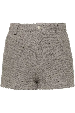 IRO Shorts, Dame, Grå, S, Bomuld, Lysegrå Bomuldsblanding Bouclé Shorts