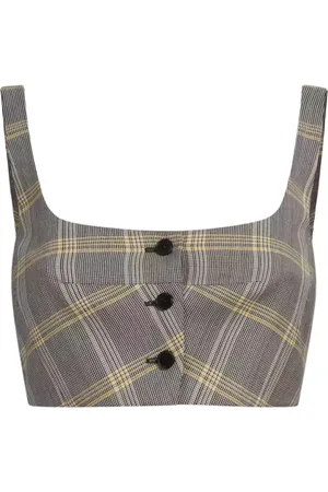 Marni Top, Dame, Grå, 3XS, Uld, Gråternet firkantet hals top