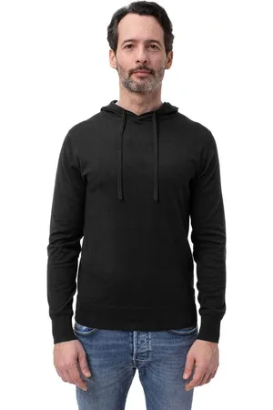 PEOPLE OF SHIBUYA Sweathshirts & Hoodies, Herre, Sort, S, Bomuld, Sort bomulds-cashmere hættetrøje med snøre