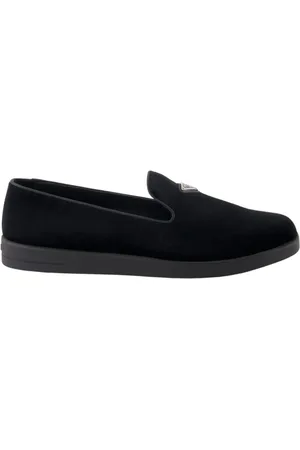 Prada Sko, Herre, Sort, 40 EU, Læder, Velvet Slip-On Loafers