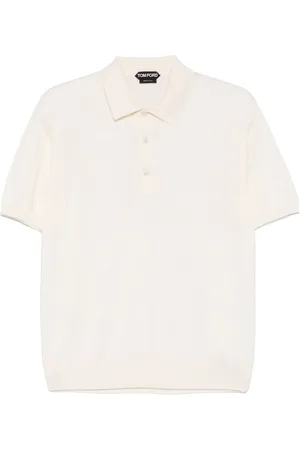 Tom Ford Top, Herre, Hvid, L, Bomuld, Polo Collar Striktrøje