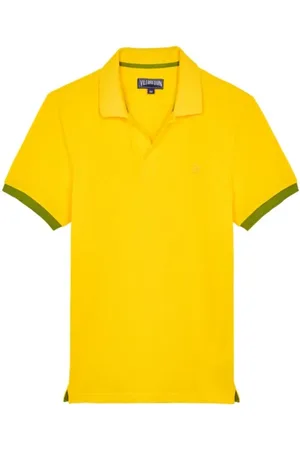 Vilebrequin Top, Herre, Gul, L, Bomuld, Solidt bomuldspoloshirt til mænd