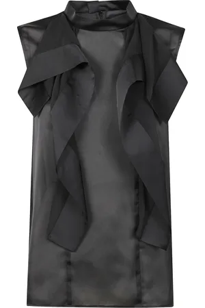 SACAI Top, Dame, Sort, L, Satin, Satin Chiffon Pullover Top