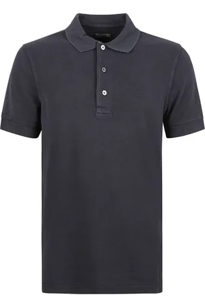 Tom Ford Top, Herre, Blå, M, Bomuld, Lyocell Piqué Kortærmet Poloshirt