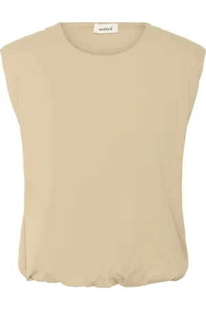 Soaked in Luxury Top, Dame, , L, Bomuld, Ballon Tank Top Travertine