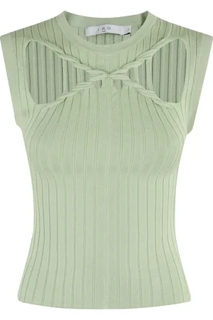IRO Top, Dame, Grøn, M, Polyester, Grøn Ærmeløs Krydset Top