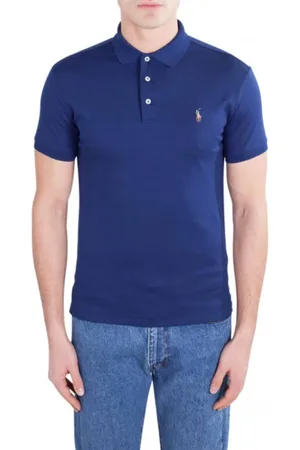Ralph Lauren Top, Herre, Blå, S, Bomuld, Kortærmet Pima Bomulds Polo