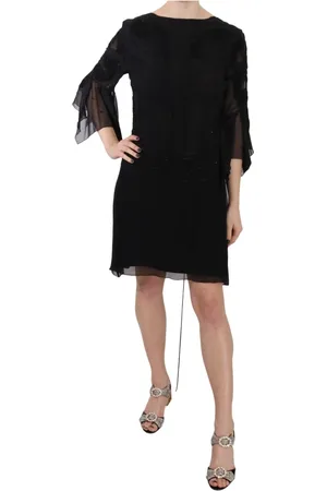 John Richmond Kjole, Dame, Sort, M, Sequined Silk Mini Dress