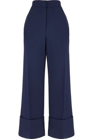 VALENTINO GARAVANI Bukser, Dame, Blå, S, Uld, High-Waisted Wide Leg Bukser