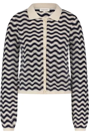 Fabienne Chapot Strik, Dame, Blå, 2XL, Caro Crochet Cardigan Long Sleeve