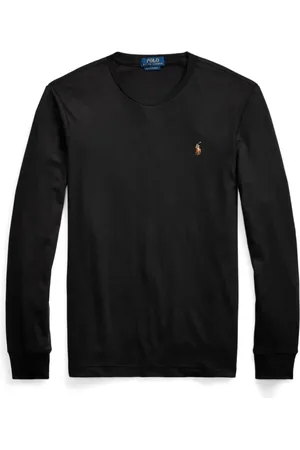 Ralph Lauren Top, Herre, Sort, L, Uld, Sort Strik Longærmet T-shirt