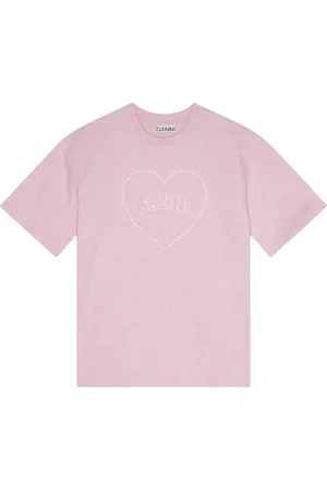 Ganni Top, Dame, Lyserød, XS, Bomuld, Lyserød Oversized Bomuld T-shirt
