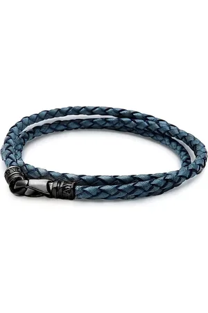 Nialaya Tilbehør, Herre, Blå, XL, Læder, Blåt Læderarmbånd med Vikle-design