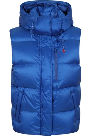 Ralph Lauren Jakke, Dame, Blå, 2XS, Nylon, Blå Vatteret Vest med Andedunsfyld