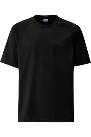C.P. Company Top, Herre, Sort, M, Bomuld, Sort Logo T-shirt med Merceriseret Bomuld