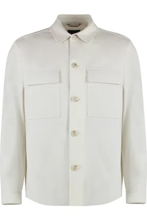 HUGO BOSS Jakke, Herre, Hvid, L, Casual Overshirt med Lommer