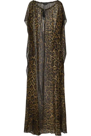 Tom Ford Kjole, Dame, Brun, ONE SIZE, Leopard Print Silk Brun Kjole