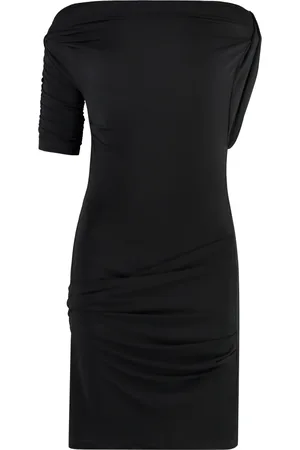 Jacquemus Kjole, Dame, Sort, S, Polyester, Asymmetrisk Viscose Plissé Kjole