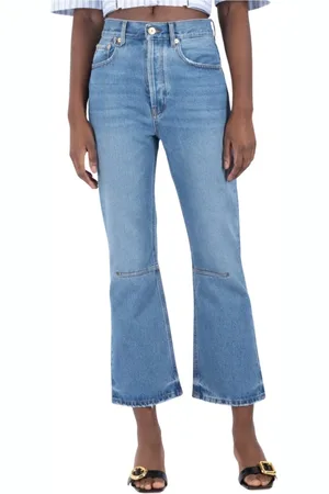 Jacquemus Jeans, Dame, Blå, W29, Uld, Højtaljede, udstivede cropped jeans