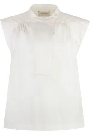YVES SALOMON Bluser & Skjorter, Dame, Hvid, XS, Bomuld, Bomulds Poplin Top med Sideslidser