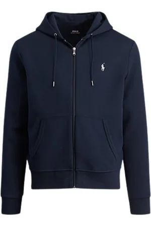 Ralph Lauren Sweathshirts & Hoodies, Herre, Blå, M, Bomuld, Navy Bomulds-Polyester Ribbet Jakke