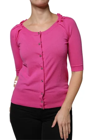 Dolce & Gabbana Strik, Dame, Lyserød, S, Uld, Lyserød Strik Cardigan Knap-Up Sweater