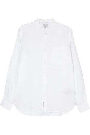 Woolrich Skjorte, Herre, Hvid, M, Linned, Hvid Linned Skjorte med Kinakrave