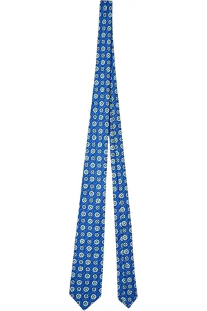 Kiton Tilbehør, unisex, Blå, ONE SIZE, Geometrisk silkeslips