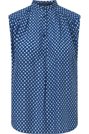 Windsor Top, Dame, Blå, S, Bluse med mønster i silkeblanding
