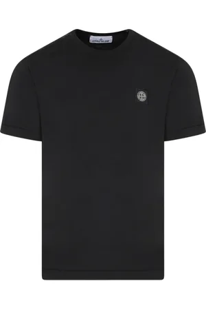 Stone Island Top, Herre, Sort, S, Bomuld, Bomulds T-shirt med Logo Label