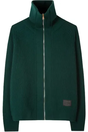 Paul Smith Strik, Herre, Grøn, S, Uld, Grøn Uld Cardigan med Lynlås