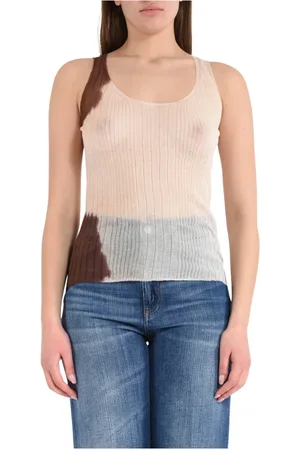 Roberto Collina Top, Dame, Lyserød, S, Bomuld, Tie and Dye Strikket Tank Top