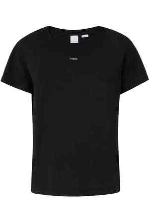 Pinko Top, Dame, Sort, XS, Bomuld, Bomulds T-shirt med Unikt Design