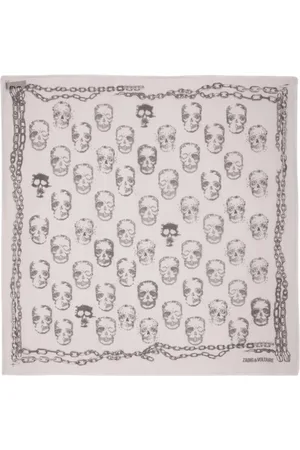 Zadig & Voltaire Tilbehør, Dame, Grå, ONE SIZE, Uld, Skull & Chains Modal Tørklæde