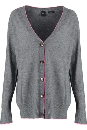 Pinko Strik, Dame, Grå, S, Uld, Ribstrikket Uld Cashmere Cardigan