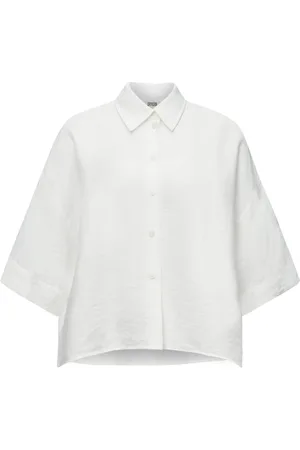 Drykorn Bluser & Skjorter, Dame, Hvid, XL, Linned, Oversized Linned Skjorte med Slids