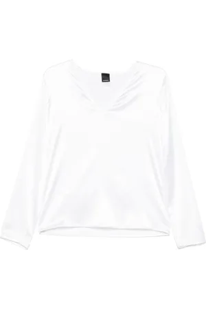 Pinko Bluser & Skjorter, Dame, Hvid, XS, Bomuld, Hvid V-hals Bluse