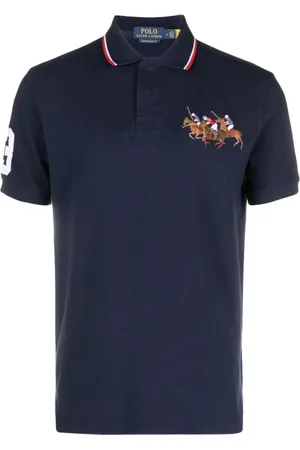 Ralph Lauren Top, Herre, Blå, 2XL, Bomuld, Langærmet poloshirt