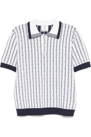 Casablanca Top, Herre, Blå, L, Uld, Blå Polo Skjorte med Faux-Perle Knapper