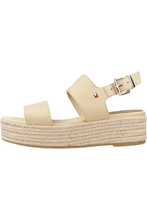Tommy Hilfiger Sko, Dame, Brun, 39 EU, Bomuld, Mid Wedge Sandaler