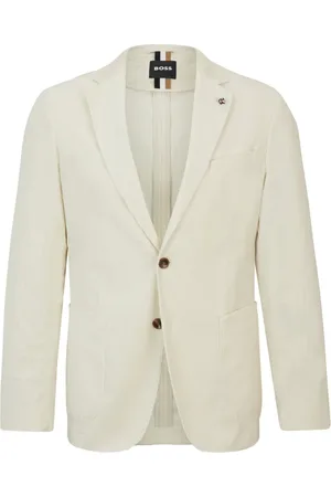 HUGO BOSS Jakke, Herre, Hvid, XL, Bomuld, Slim Fit Jakke med Mikro Mønster