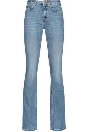 Pinko Jeans, Dame, Blå, W31, Denim, Denim Flare Jeans med broderet logo