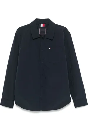 Tommy Hilfiger Jakke, Herre, Blå, M, Bomuld, Press-Stud Skjorte Lange Ærmer